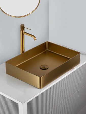 Раковина из нержавеющей стали AltroBagno Astro AltroBagnoAstro001017OrSp 50х40 накладная цвет золото