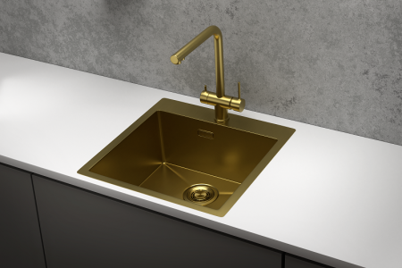Кухонная мойка Granula 5151, ЗОЛОТО САТИН 51х51 цвет золото сатин поверхность матовая
