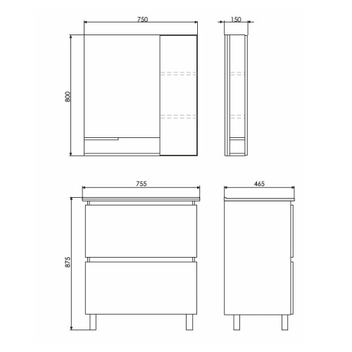 Тумба с раковиной Comforty 00004137102CF 75,5x46,5x87,5 - фото 2