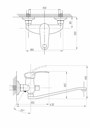 Смеситель для ванны и душа FAUZT FZs-888-133 настенный хром