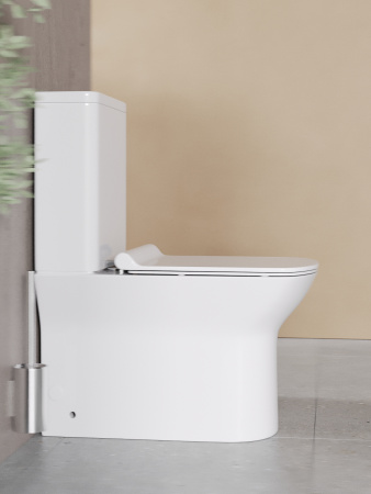 Унитаз напольный с бачком Agger AT02000 белый с сиденьем микролифт безободковый душевой смыв