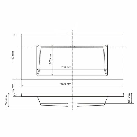 Раковина из искусственного камня Uperwood Infinity RInfinity100wg0 100х50 полувстраиваемая цвет белый