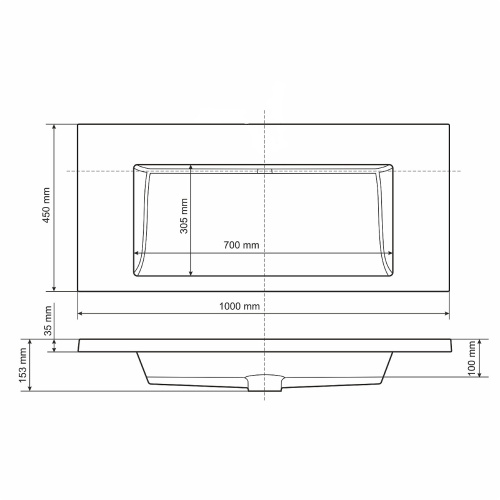 Раковина из литьевого мрамора Uperwood Infinity RInfinity100wg0 100х45 полувстраиваемая цвет белый - фото 2