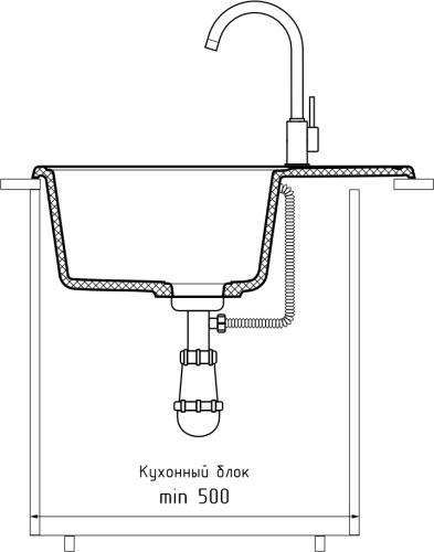 Кухонная мойка Granfest Quarz 13 черный 62х48 цвет черный - фото 4