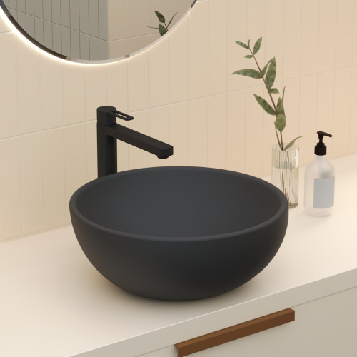 Раковина из сантехнического фарфора Ambassador Queen 116T20201 45х45 накладная цвет черный матовый без отверстий под смеситель - фото 2