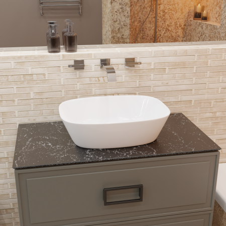 Раковина из санфаянса CHARUS TORRE BIANCA 700-026W 50х38 накладная цвет белый без отверстий под смеситель