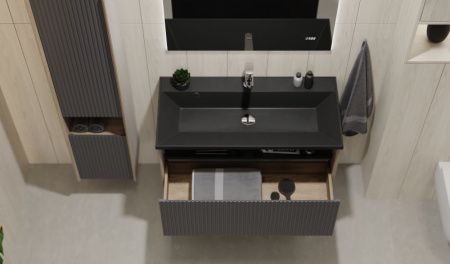 Тумба под раковину Jorno TOSSONY Toss.01.90/P/DS-A/JR 90х40 подвесная цвет черный