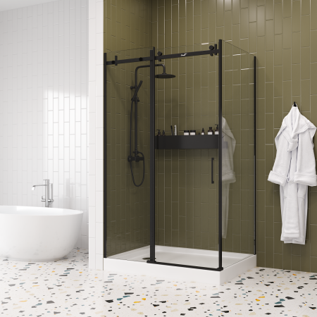 Душевой уголок Cerutti SPA CEZA'S120B 120х90 стекло прозрачное профиль черный без поддона