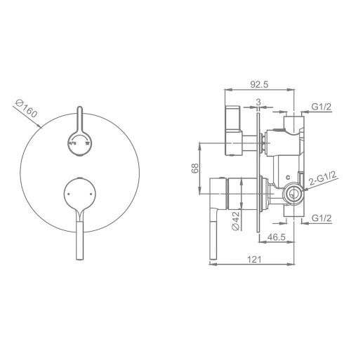 Смеситель для ванны и душа Raglo R20 R20.272.03 встраиваемый в стену золото - фото 3