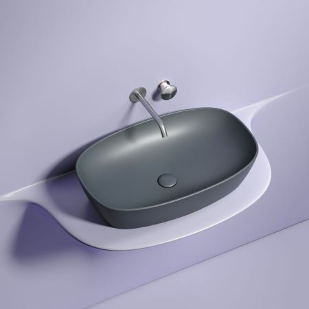 Раковина из сантехнического фарфора Ceramica Nova ELEMENT CN6049MDH 60х40 накладная цвет черный без отверстий под смеситель