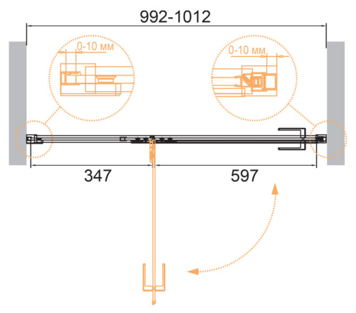 Душевая дверь Cezares BELLAGIO BELLAGIO-B-12-100-C-NERO 100х200 стекло прозрачное профиль черный - фото 2