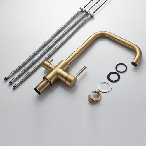 Смеситель для кухни Shevanik S228G на мойку золотой сатин - фото 4