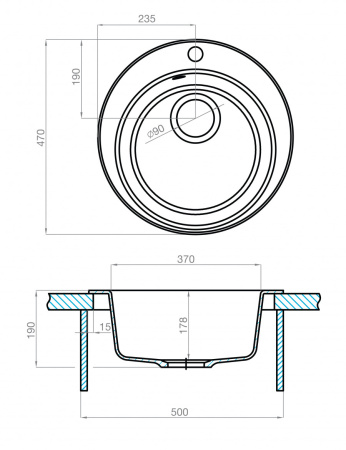Кухонная мойка Aquaton Иверия 1A711032IV250 47х47 цвет серый поверхность матовая