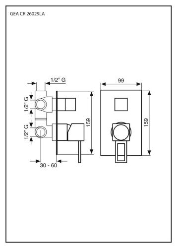Смеситель Emmevi Gea 26029LA/CR встраиваемый в стену хром - фото 2