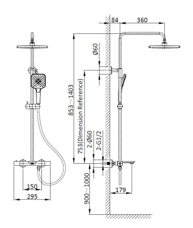 Душевая стойка Vincea Next VSFS-1N1TCH настенная цвет хром с термостатом