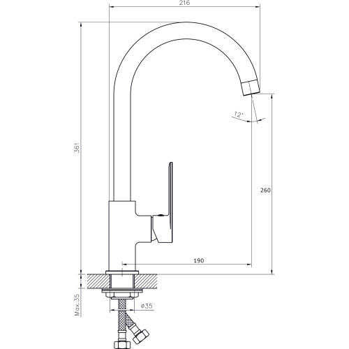 Смеситель для кухни Rush Luson LU1630-22 на мойку хром - фото 2