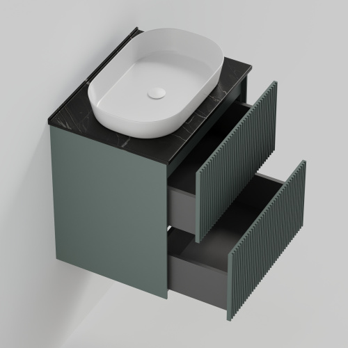 Тумба со столешницей La Fenice TERRA TWIN NFNC-01-TER-G-60-2-3-GB 62х62х47 подвесная цвет серый/зелёный - фото 2