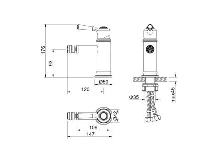 Смеситель Aquatek КЛАССИК AQ1518PG на биде золото