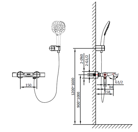Смеситель для ванны AltroBagno Aperto AltroBagnoAperto020402Cr настенный хром