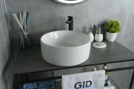 Раковина керамическая Gid Esfera 51105 40х40 накладная цвет белый без отверстий под смеситель