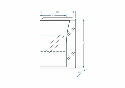 Зеркало-шкаф Stella Polar Волна SP-00000033 50х24х70 подвесной цвет белый - фото 2 Зеркало-шкаф Stella Polar Волна SP-00000033 50х24х70 подвесной цвет белый - фото 2