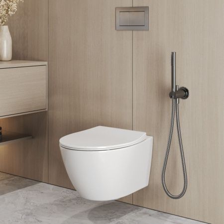 Унитаз подвесной Grossman Торнадо GR-4405SQ белый с сиденьем микролифт безободковый смыв торнадо