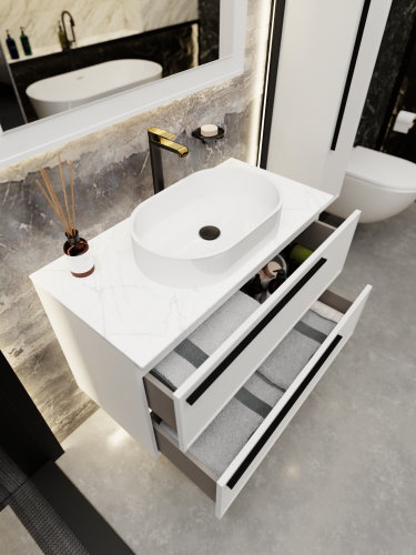 Тумба со столешницей La Fenice ELBA TWIN NFNC-01-ELB-B-100-2-3-GG 100х62х49 подвесная цвет белый - фото 3