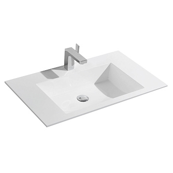 Раковина из искусственного камня Vincea VCB-13800W 80х48 встраиваемая цвет белый 1 отверстие под смеситель