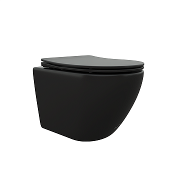 Унитаз подвесной Cerutti SPA CT8918 черный матовый с сиденьем микролифт безободковый каскадный смыв