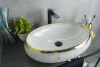 Раковина керамическая Gid Lago 52222 60х40 накладная цвет белый/золото без отверстий под смеситель