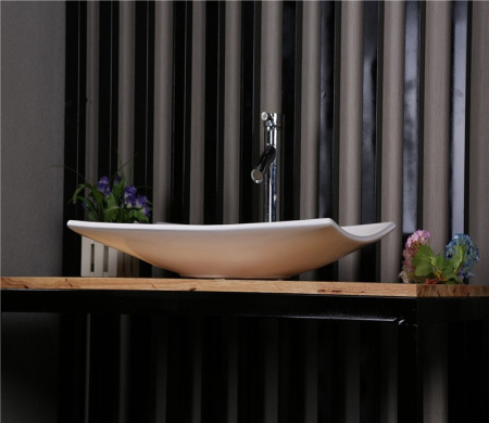 Раковина из санфаянса CeramaLux 78123B 68х35 накладная цвет белый