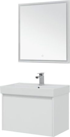 Комплект мебели: тумба с раковиной + зеркало Aquanet Nova Lite 00242296 80х50 напольный цвет белый