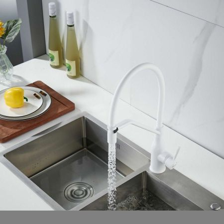 Смеситель для кухни Shevanik S343C-1 на мойку белый