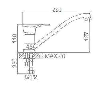 Смеситель для кухни D-Lin D154405-6 на мойку хром