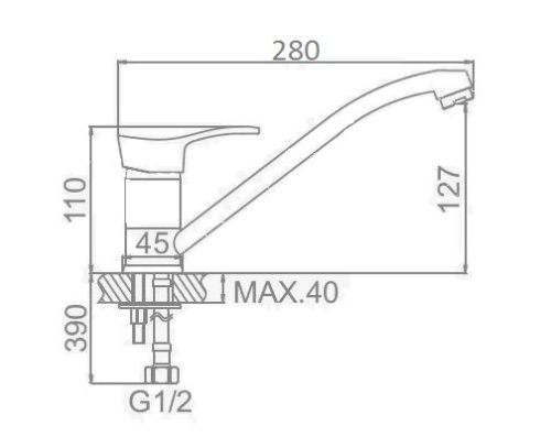 Смеситель для кухни D-Lin D154405 на мойку хром - фото 2
