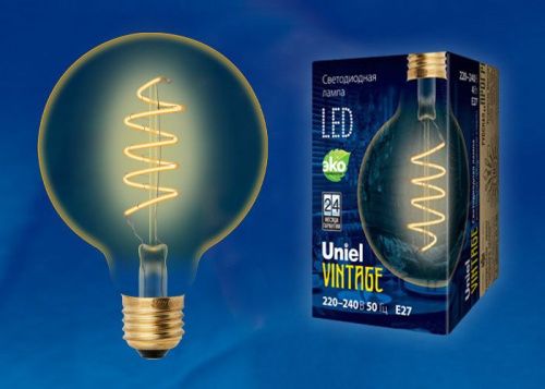 Лампа светодиодная филаментная Uniel Vintage (Винтаге) LED-G95-4W/GOLDEN/E27/CW GLV21GO - фото 2