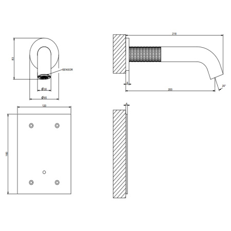 Смеситель для раковины Gessi Gessi316 54215#239 встраиваемый в стену нержавеющая сталь (внешняя часть)
