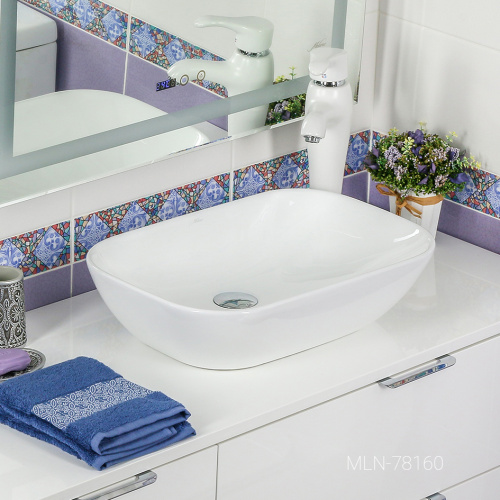 Раковина из сантехнического фарфора Melana 78160-805 51х34 накладная цвет белый без отверстий под смеситель - фото 4