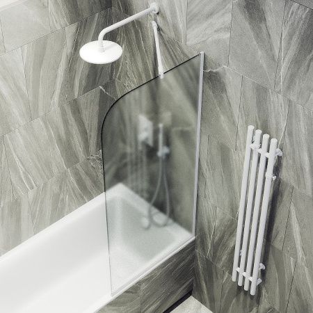 Душевая шторка на ванну Maybah Glass MGV-143-1у 65х140 стекло тонированное профиль белый ориентация универсальная
