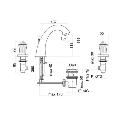 Смеситель Fiore 13CO0628 на раковину хром/золото