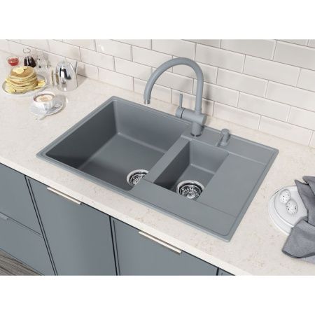 Кухонная мойка Grandex Aqua 600112 80х50 цвет серый поверхность матовая