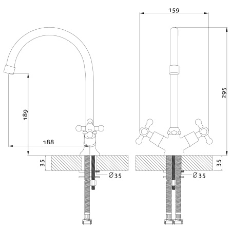 Смеситель для кухни Rossinka G G02-72 на мойку хром