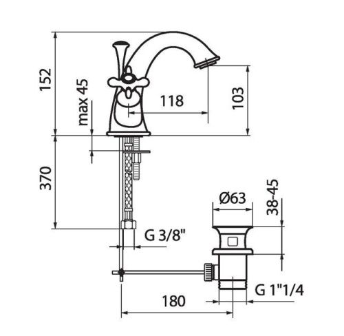 Смеситель Webert Ottocento OT700102065 на раковину бронза - фото 3