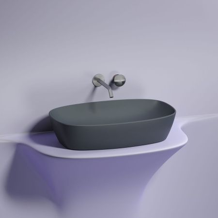 Раковина из сантехнического фарфора Ceramica Nova ELEMENT CN6049MDH 60х40 накладная цвет черный без отверстий под смеситель