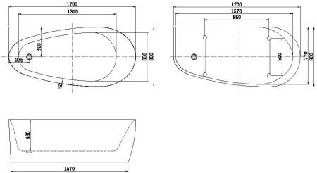 Ванна акриловая Allen Brau Priority 2.31002.21 170х80 отдельностоящая овальная с ножками