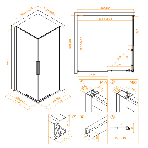 Душевой уголок RGW Stilvoll 32323100-11 100х100 стекло прозрачное профиль хром глянцевый без поддона - фото 4