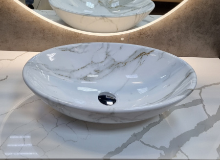 Раковина из санфаянса CeramaLux D1147-505(340) 52х34 накладная цвет мрамор
