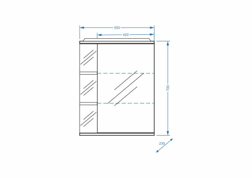 Зеркало-шкаф Stella Polar Концепт SP-00000043 55х24х70 подвесной цвет белый - фото 2