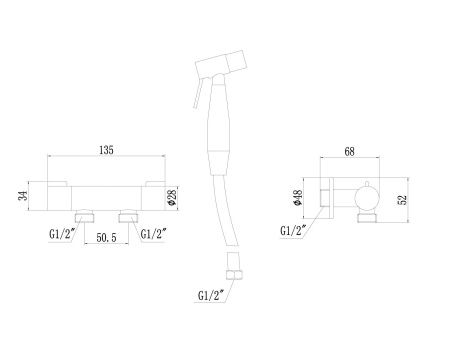 Гигиенический душ со смесителем Fmark FS-FXQ03L сатин