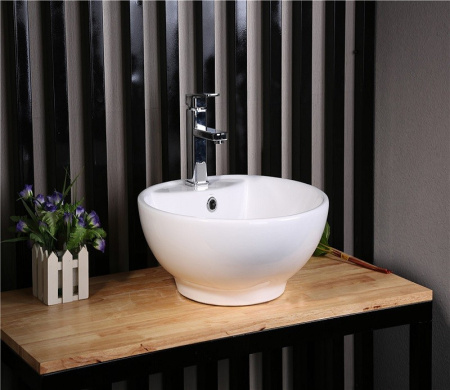 Раковина из санфаянса CeramaLux 9001 45х45 накладная цвет белый 1 отверстие под смеситель